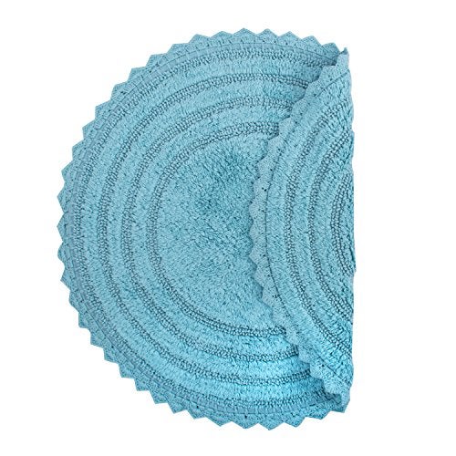 DII Crochet Collection Reversible Bath Mat, Round, 27.5" Diameter, Cameo Blue - Image 3