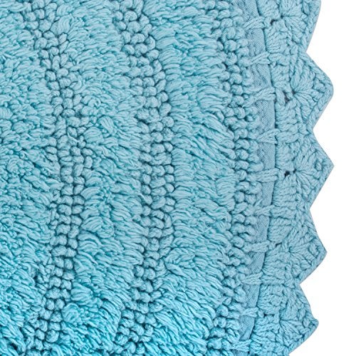 DII Crochet Collection Reversible Bath Mat, Round, 27.5" Diameter, Cameo Blue - Image 2