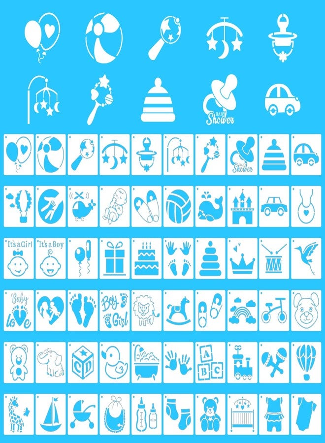 XIHIRCD 60pcs Baby Stencils for Painting, 3 Inch Baby Shower Stencils for Fabric Painting Cute Baby Onesie Stencils for Bodysuit Shoes Bibs Clothes Crafts - Image 1