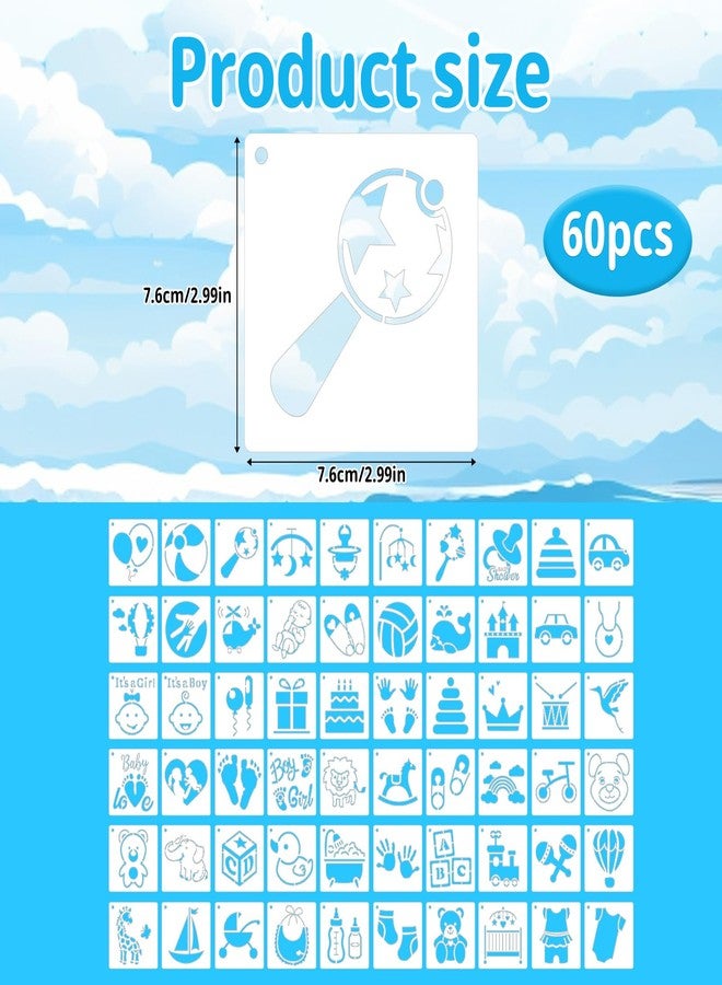 XIHIRCD 60pcs Baby Stencils for Painting, 3 Inch Baby Shower Stencils for Fabric Painting Cute Baby Onesie Stencils for Bodysuit Shoes Bibs Clothes Crafts - Image 2