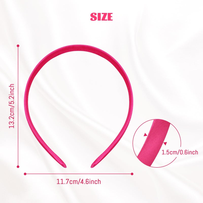 Cinaci 24 Pieces Candy Color Width 1.5cm/0.6" Plastic Headbands Satin Wrapped Blank Plain DIY Craft Project Headbands for Women Girls Teens Kids Hair Accessories - Image 2