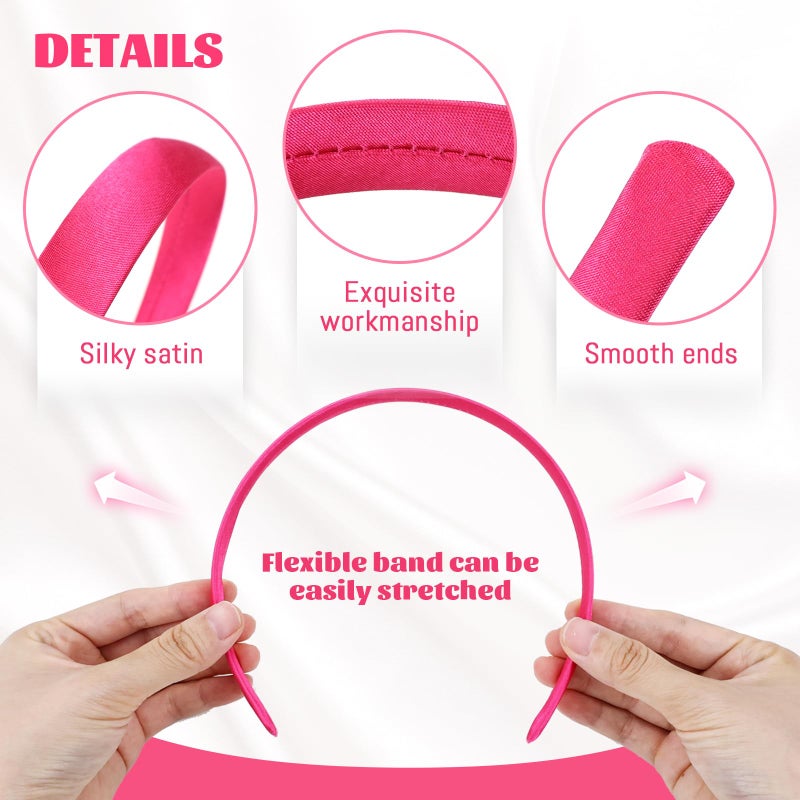 Cinaci 24 Pieces Candy Color Width 1.5cm/0.6" Plastic Headbands Satin Wrapped Blank Plain DIY Craft Project Headbands for Women Girls Teens Kids Hair Accessories - Image 3