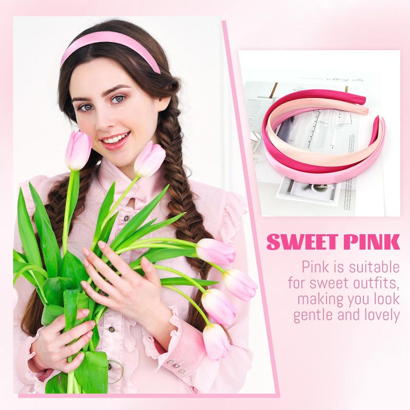 Cinaci 24 Pieces Candy Color Width 1.5cm/0.6" Plastic Headbands Satin Wrapped Blank Plain DIY Craft Project Headbands for Women Girls Teens Kids Hair Accessories - Image 5