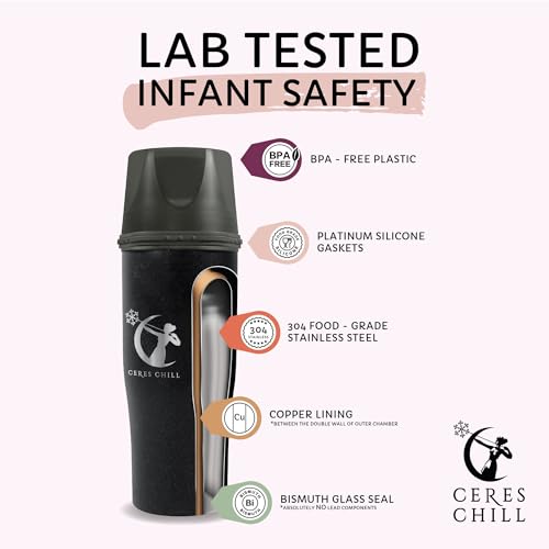 Ceres CHILL Demigoddess Mini Breastmilk Chiller & Warmer – 6–16oz Portable Breast Milk Cooler, Storage & Baby Bottle for Travel, Work or On-The-Go – Pump Compatible Container – Starry Night - Image 3