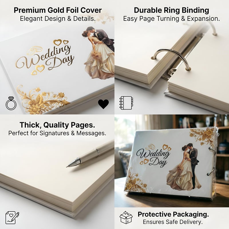 Wedding Guestbook - Elegant White Album with Photo Stickers and Sheets for Memories, Perfect Login Registry Book for Bride and Groom Celebration Party Decor (Model 2) - Image 5