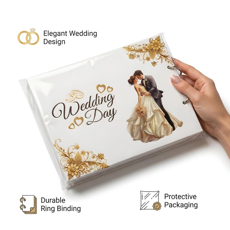 Wedding Guestbook - Elegant White Album with Photo Stickers and Sheets for Memories, Perfect Login Registry Book for Bride and Groom Celebration Party Decor (Model 2) - Image 4
