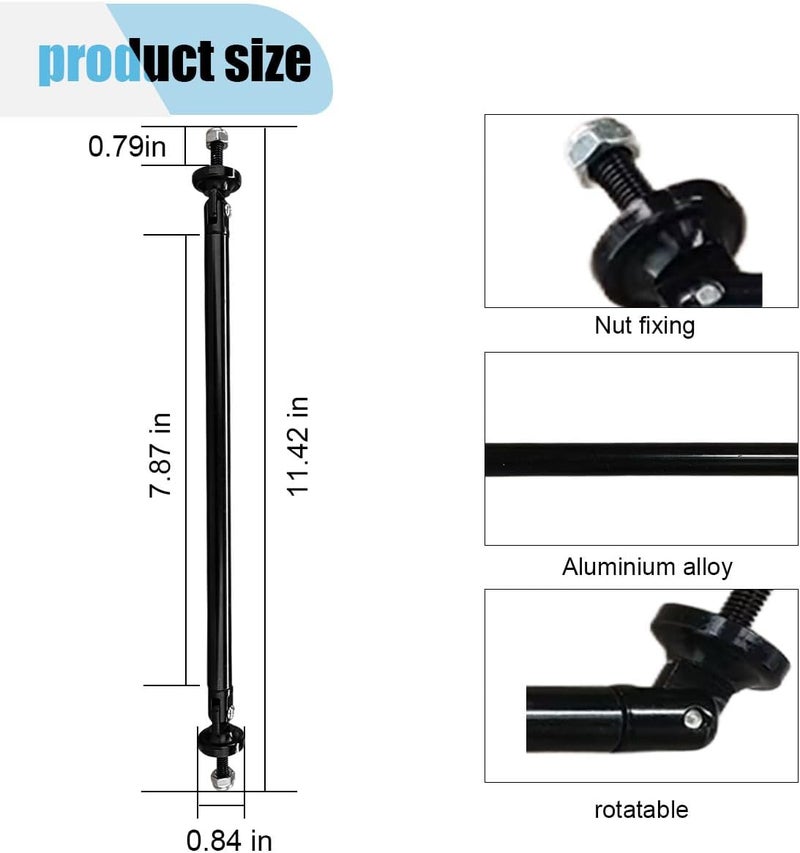 BDZMC 2PCS 11.42'' Splitter Strut Rods, Car Bumper Strut Rods, Front Lip Rod Protector Splitter, Adjustable Tie Support Bars, Lip Bumper Splitter, Universal Splitter Diffuser Strut Rods (Black) - Image 2