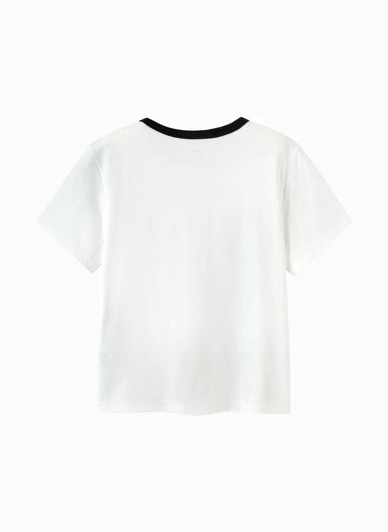 Balabala White Kids Girls Round v-neck short-sleeved T-shirt for Women | Best Price UAE