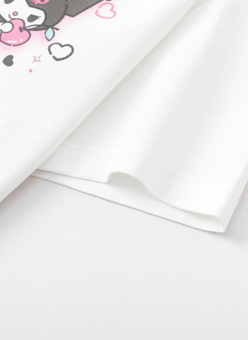 Balabala White Kids Girls Round v-neck short-sleeved T-shirt for Women | Best Price UAE