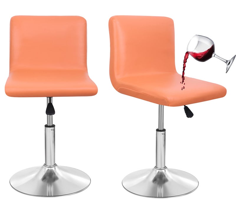 Deisy Dee Deisy Dee Waterproof Bar Stool Chair Covers  PU Leather Barstools Chair Covers  Spandex Slipcover for Short Stool Chairs (Orange  2)  - Image 1