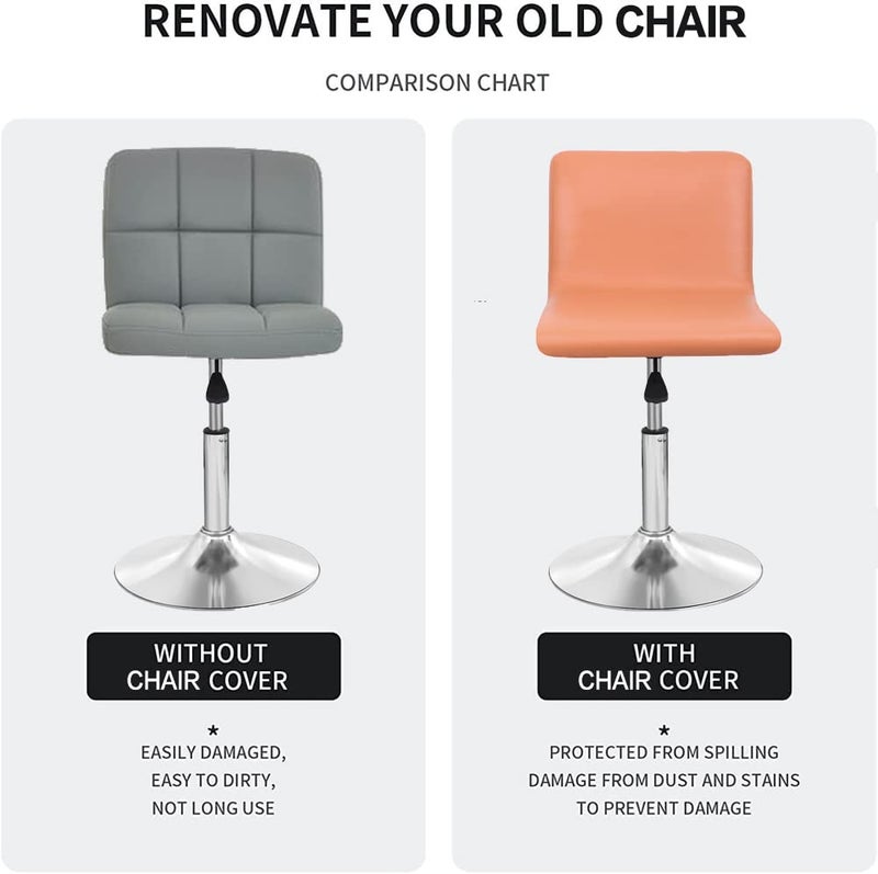 Deisy Dee Deisy Dee Waterproof Bar Stool Chair Covers  PU Leather Barstools Chair Covers  Spandex Slipcover for Short Stool Chairs (Orange  2)  - Image 3