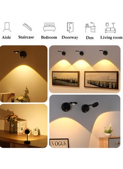 Milatech Motion Sensor Picture Light LED Cat-Eye Bulb Wall Sconce 360° Rotation Rechargeable for Hallway Wall Stair Kids Room  - Image 2