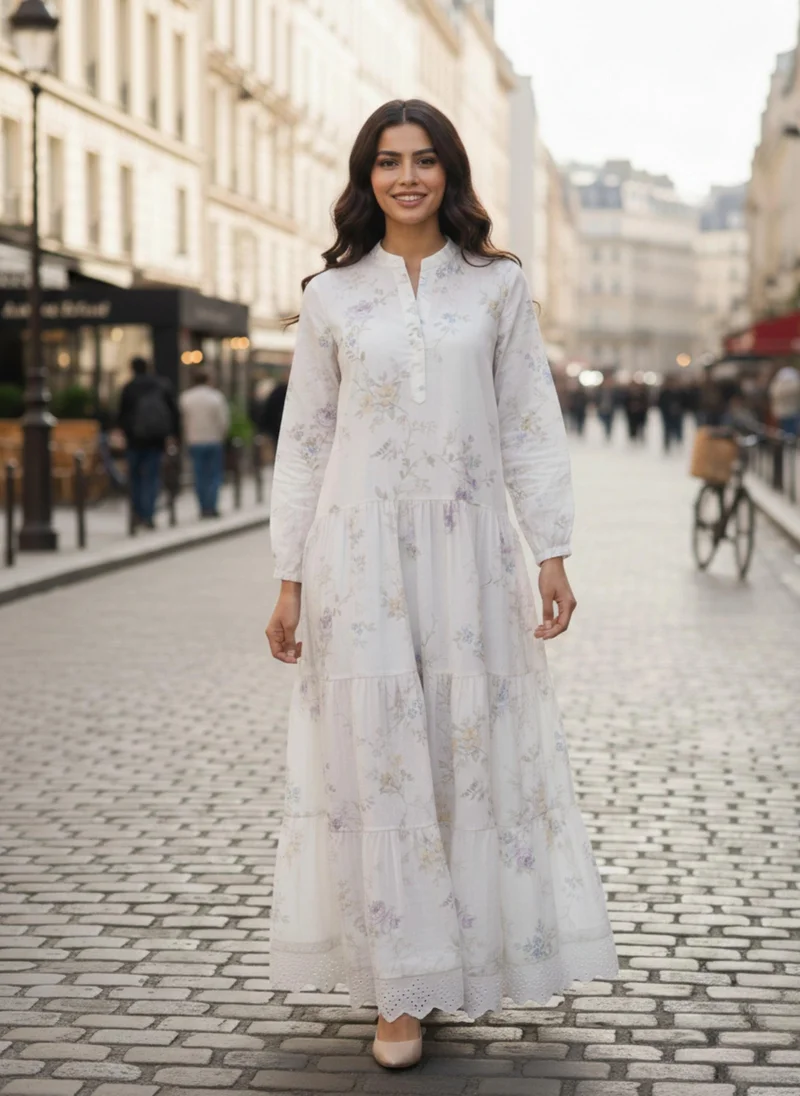 نور Pastel Garden Ruffle Maxi