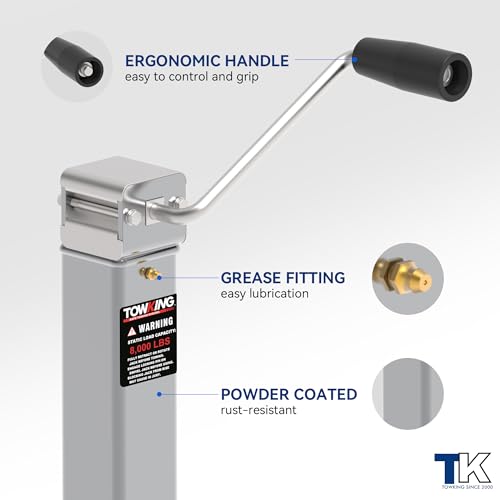 TOWKING 8000LBS Square Trailer Jack, 15" Lift, Heavy Duty Swivel Jack with Drop Leg, for RV, Boat, and Utility Trailers - Image 4