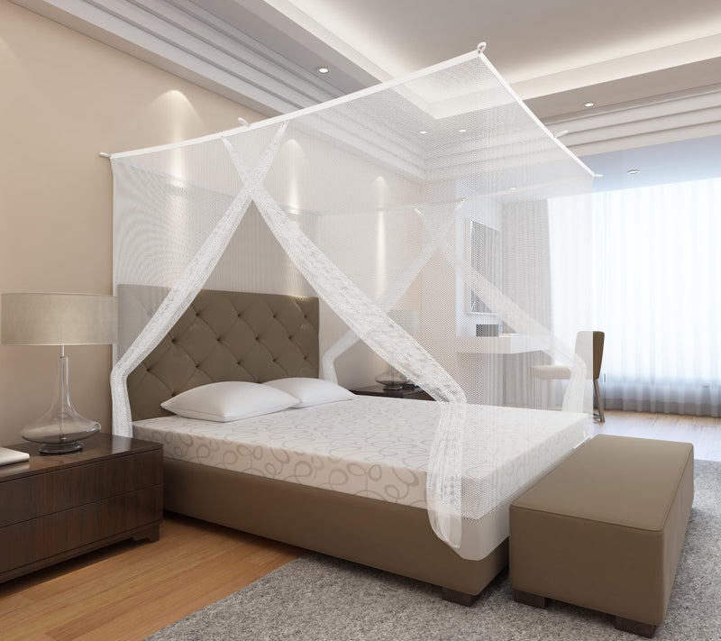 KOLAR Kolar Mosquito Net for Single to King-Sized Beds - 2 Side Openings & 6 Hanging Loops - Decorative Rectangular Shape for Home & Travel - Bed Canopy Hanging Kit Included  - Image 1