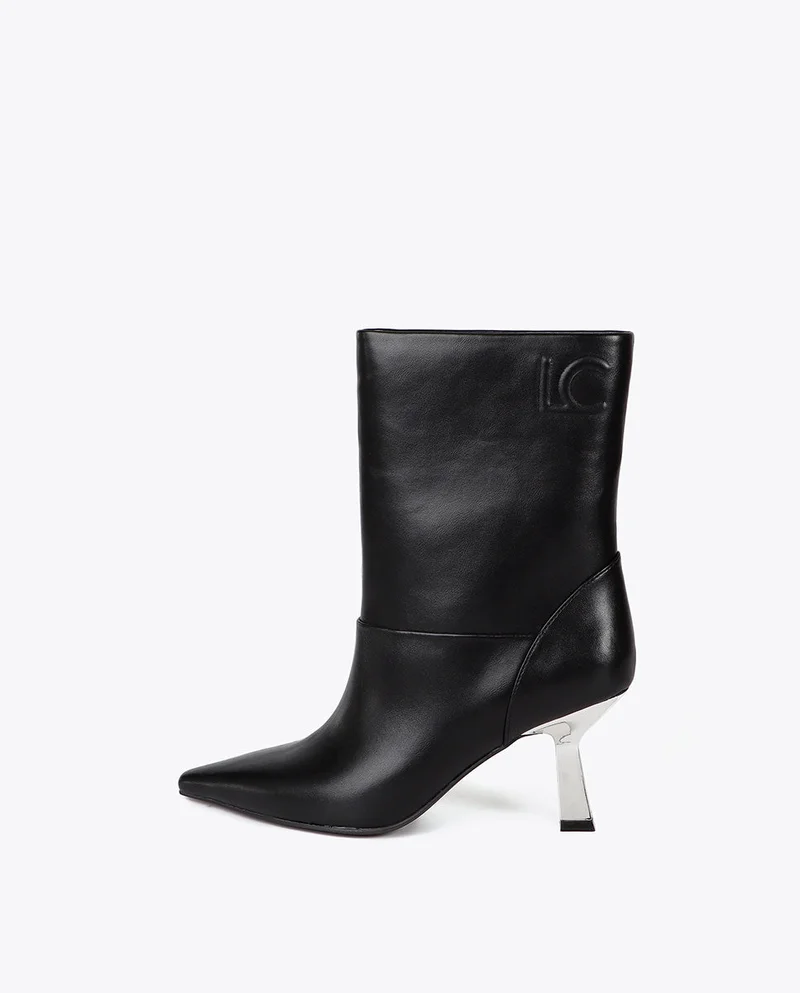 Lola Casademunt Pointed Toe Metallic Heel Ankle Boot