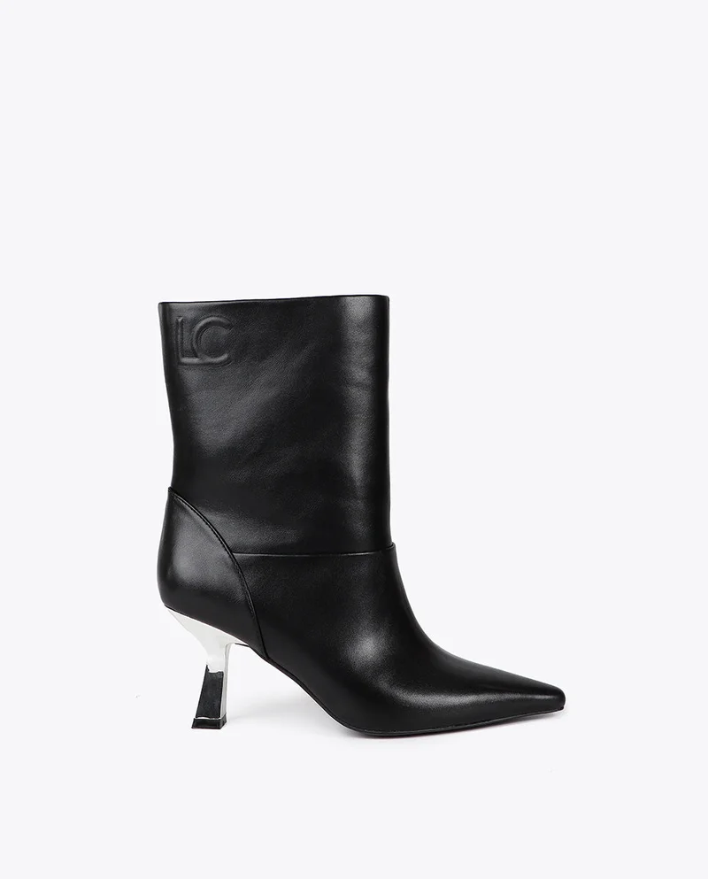 Lola Casademunt Pointed Toe Metallic Heel Ankle Boot