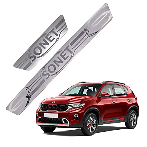 Galio GFX Car Door Sill Guard - Stainless Steel, Protects Painted Edges from Scuffs or Scratches Compatible with Sonet Set of 4Pcs (After-Market) Model - 2019 Onwards - Image 1