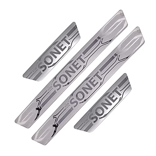 Galio GFX Car Door Sill Guard - Stainless Steel, Protects Painted Edges from Scuffs or Scratches Compatible with Sonet Set of 4Pcs (After-Market) Model - 2019 Onwards - Image 2