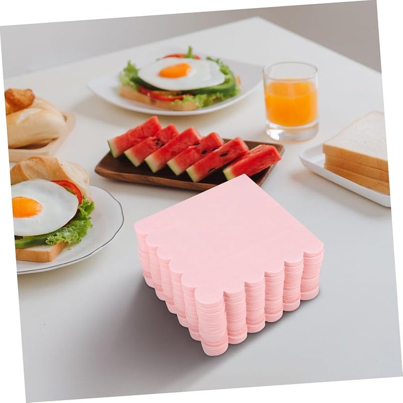 GANAZONO 150pcs Scalloped Pink Dinner Napkins Tear Resistant For Bachelorette Parties - Image 5