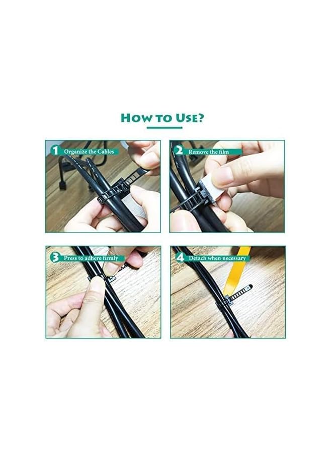 S-TOP 50Pcs Under Desk Cable Management, Wire Organizer, Cable Clips Adhesive for Appliances - Image 5