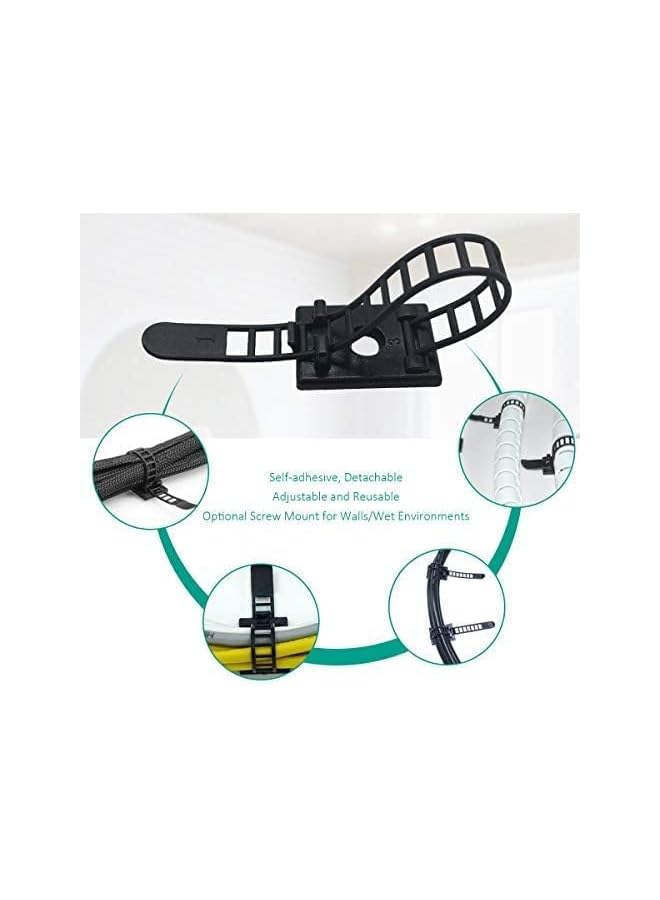 S-TOP 50Pcs Under Desk Cable Management, Wire Organizer, Cable Clips Adhesive for Appliances - Image 2