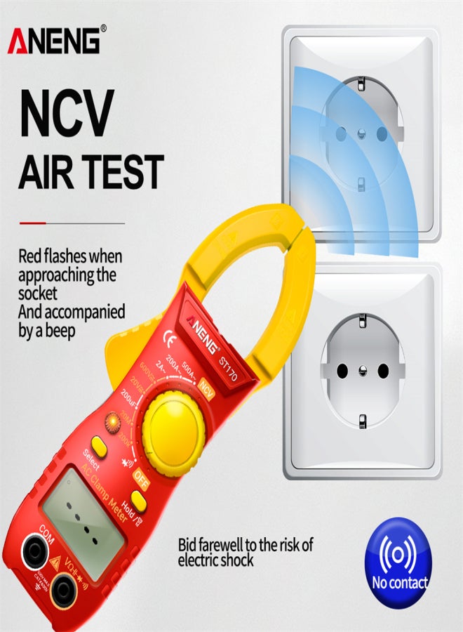 ANENG ST170 Smart Clamp Meter 1999 Counts Auto-ranging Digital Multimeter LCD Screen AC DC Voltage AC Current Tester LED Flashlight NCV Induction Voltage Meter Resistance Capacitance Diode Testing - Image 3