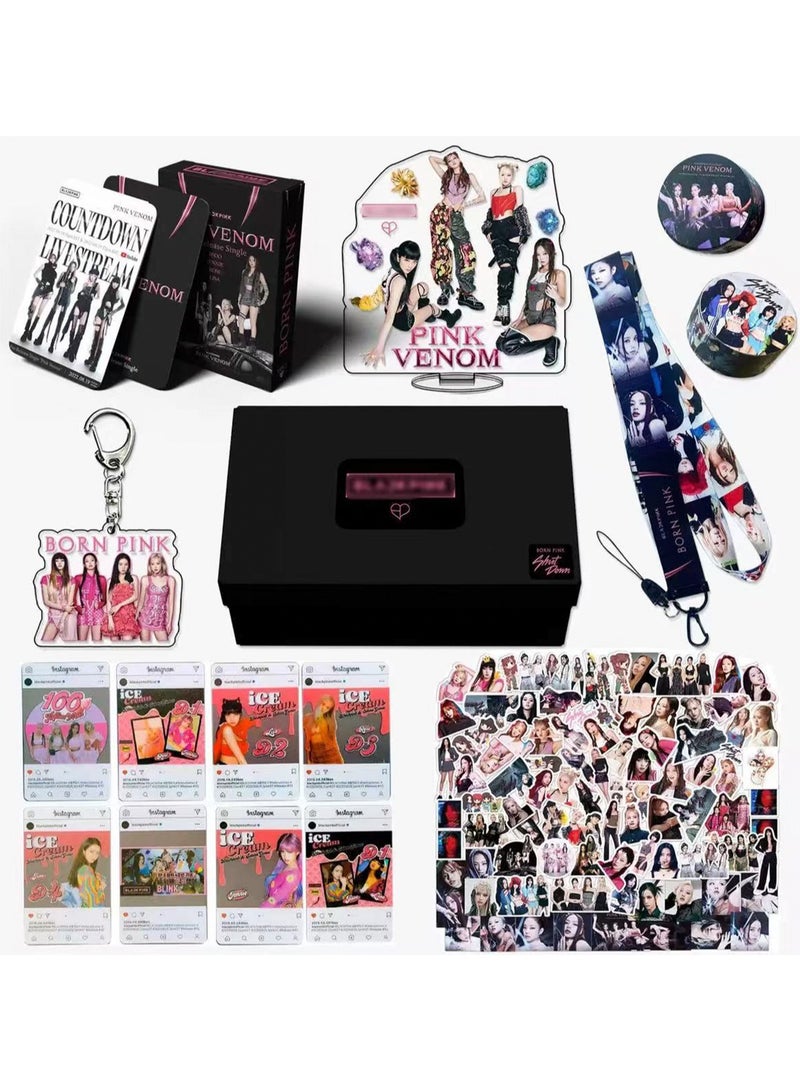 Blackpink Gift Box Set With Lomo Cards, Acrylic Stand, Hand Account Tape, Lanyard, Stickers, Photo Card