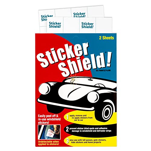 STICKER SHIELD - Windshield Sticker Applicator for Easy Application, Removal and Re-Application from Car to Car - 4 inch x 6 inch Sheets (Pack of 2 Sheets) - Image 1