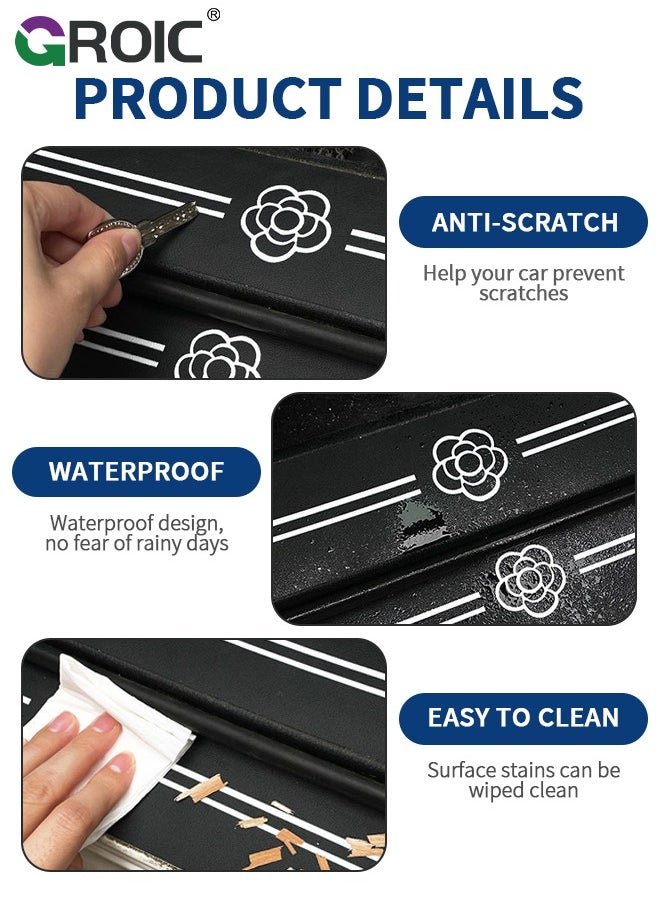 GROIC 4PCS Car Carbon Fiber Door Sill Protector Rear Bumper Protector Guard, Universal Black Rubber Scratch Resistant Umbrella Pattern, Door Sill Protector Accessories Trim Cover for SUV/Car  - Image 5