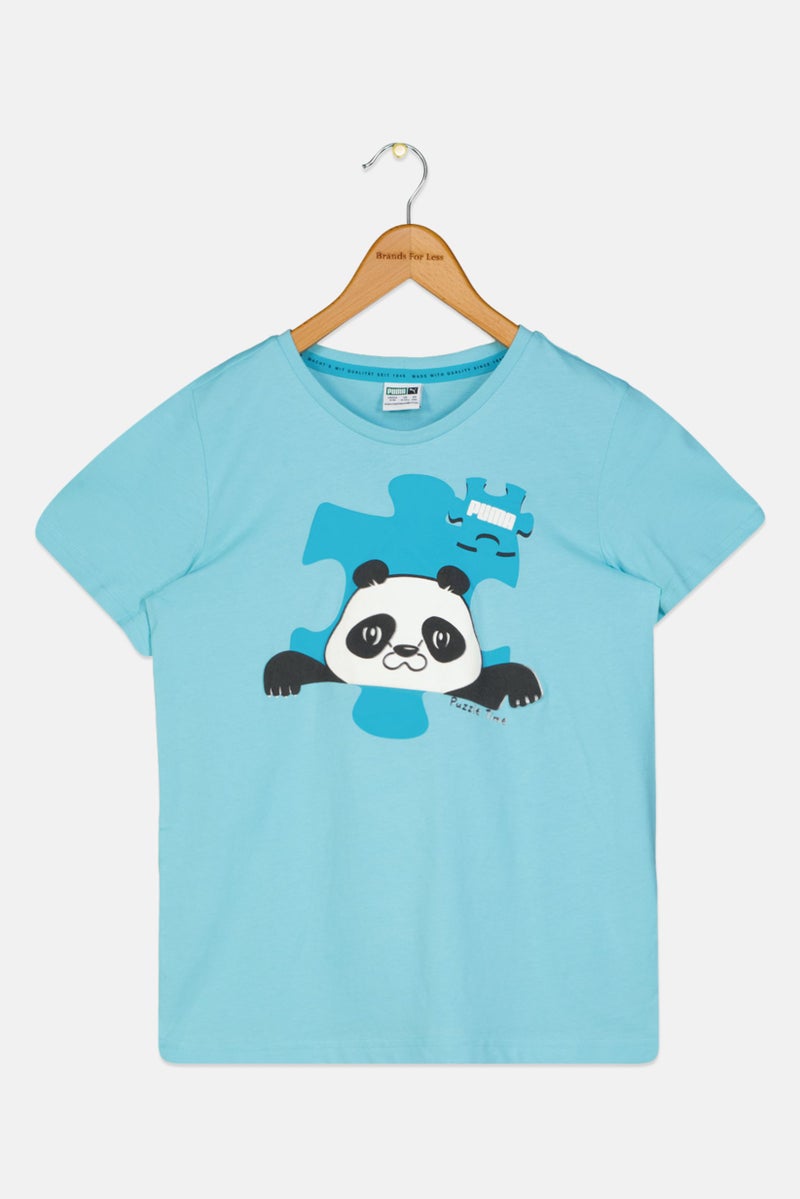 PUMA Kids Boy Graphic Print Short Sleeve Outdoor T-Shirt, Turquoise - Image 1