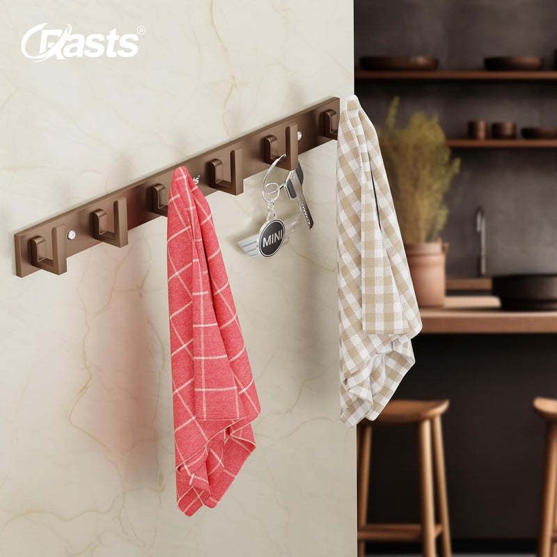 Crasts Aluminium Stainless Steel Cloth Hanger Wall Mounted with 6 Hooks for BathroomKitchenDoor Cloth HangerTowel HangerKeys Holder 1 Copper Metallic - Image 5