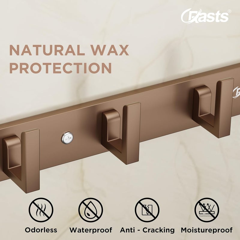Crasts Aluminium Stainless Steel Cloth Hanger Wall Mounted with 6 Hooks for BathroomKitchenDoor Cloth HangerTowel HangerKeys Holder 1 Copper Metallic - Image 2