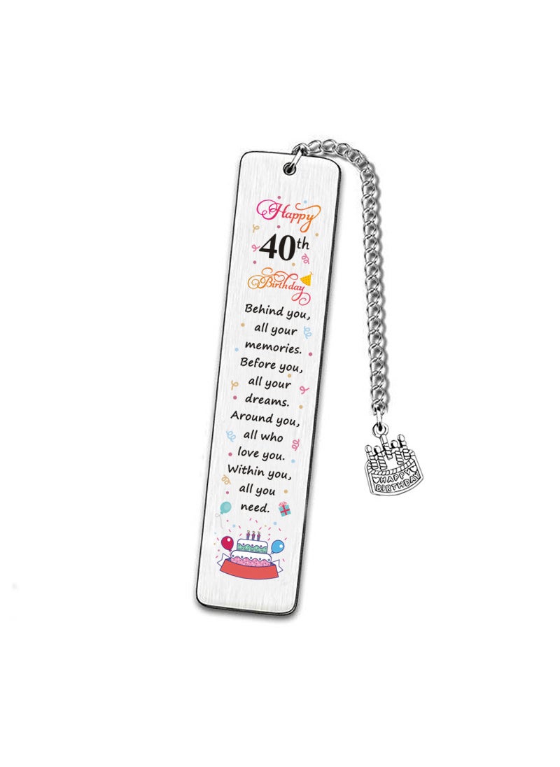 Generic - Stainless Steel Metal Bookmark Customizable Laser Engraving Birthday Gift Colorful Logo Design Bookmark Factory For Birthdays 40-year-old color bookmark - Image 1
