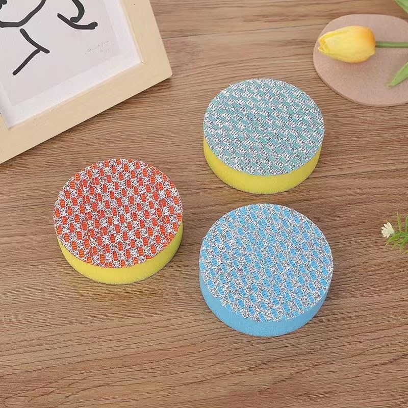SOLDTRUE Multipurpose Round Dish Cleaning Sponge | Non-Scratch for Kitchen, Set of 5 Sponges + 1 Holder, Multi-Color | Durable & Gentle on Surfaces | Ideal for Dishwashing & Kitchen Cleaning - Image 3