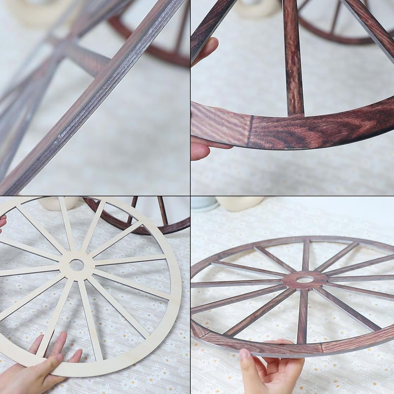 OYEFLY 2 Pcs Vintage Rustic Wagon Wheel Decor - Brown, 18 Inch - Image 2