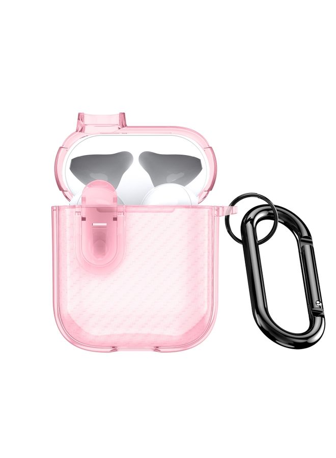 Raxoom Case Cover For AirPods 1/2 DUX DUCIS PECK Series Split Transparent Carbon Fiber Earphone Case Pink