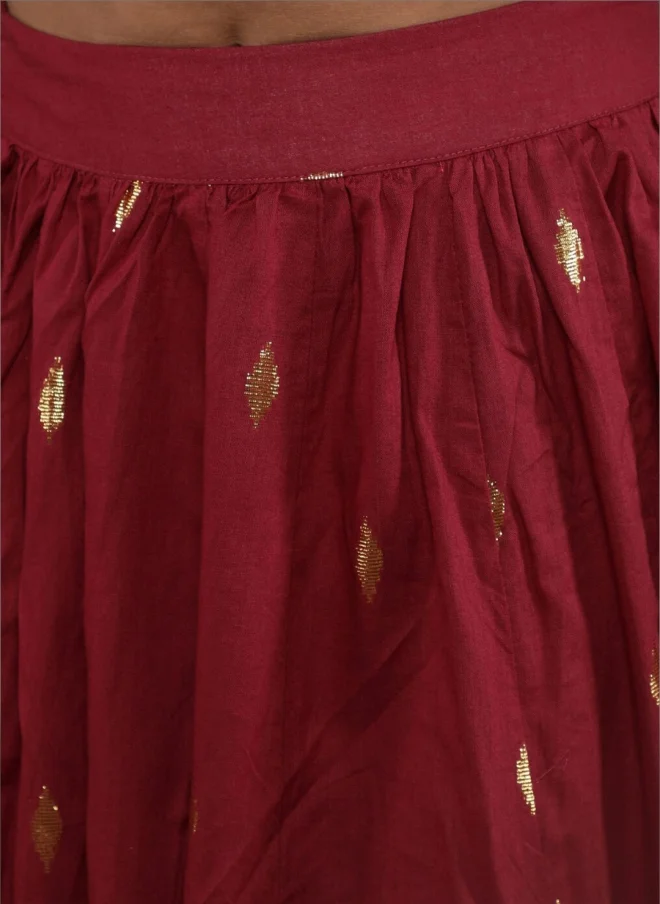 AKS Maroon and Green Lehenga Choli Set for Girls