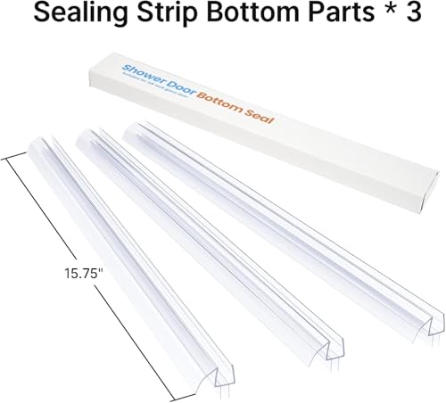 AmazerBath 3PCS Shower Door Bottom Seal for 1/4 Inch Glass - (15.75 Inches * 3), 3 Section Segmented Shower Installation Kit Frameless Glass Door Seal Strip - Image 2