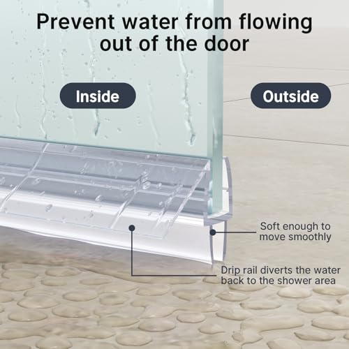 AmazerBath 3PCS Shower Door Bottom Seal for 1/4 Inch Glass - (15.75 Inches * 3), 3 Section Segmented Shower Installation Kit Frameless Glass Door Seal Strip - Image 4