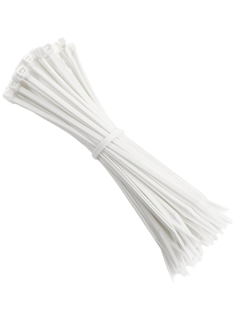 Cable Ties 200mm x 5mm - White Nylon Zip Tie Wrap - Self-Locking for Home, Office, Garden, Garage, and Workshop (Pack of 100) - Image 2
