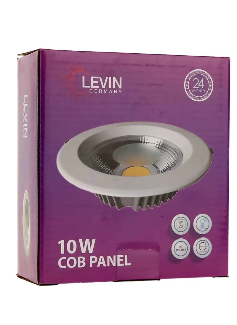 Levin Germany Levin Chip on Board LED High Quality Downlight, 10W-4000k, IP20, 1600 LM, 220-240V, Flicker Free, Warm White.  - Image 1