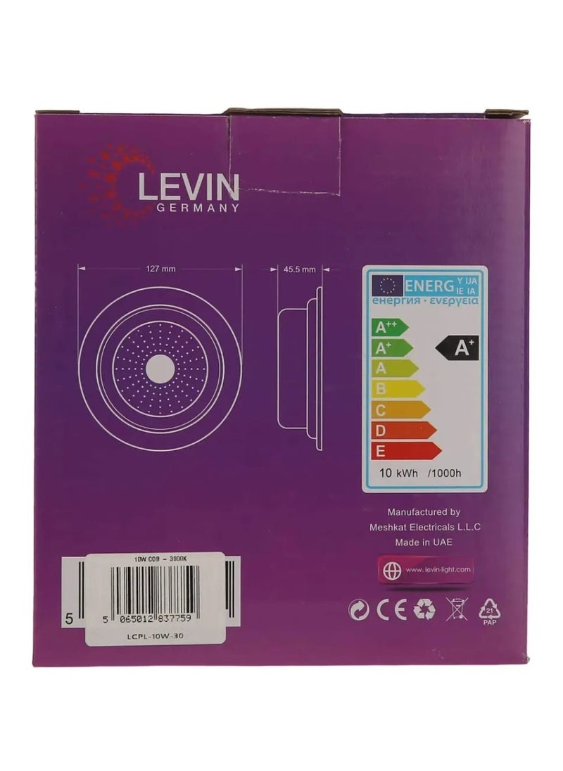 Levin Germany Levin Chip on Board LED High Quality Downlight, 10W-4000k, IP20, 1600 LM, 220-240V, Flicker Free, Warm White.  - Image 4