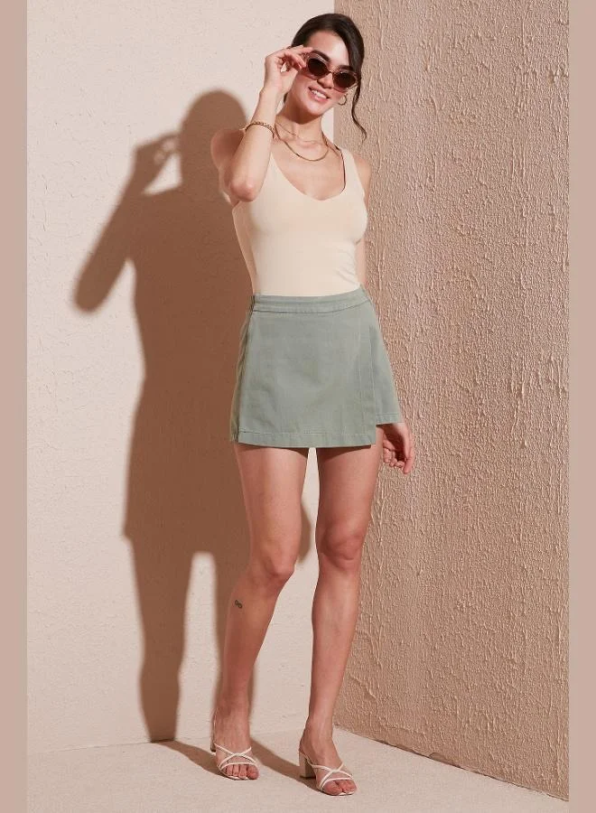 Lela Lela Cotton Zippered Asymmetrical Mini Short Skirt Women's SHORT SKIRT 668YP4411