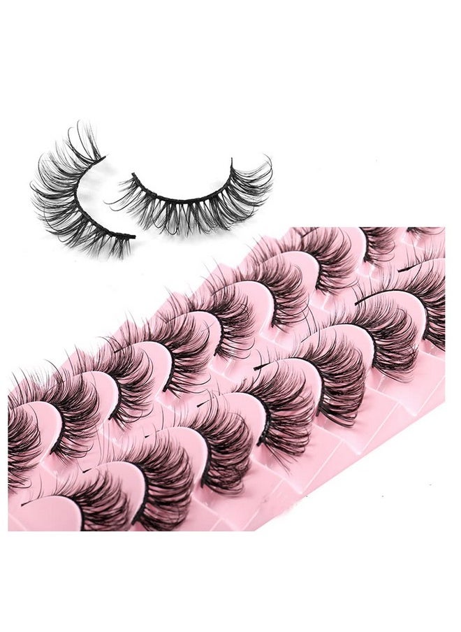 HBZGTLAD - New 10Pairs Mink Eyelashes 100% Handmade 3D Mink Lashes Full Strip Lashes Soft False Eyelashes Makeup Lashes (Xz07) - Image 1