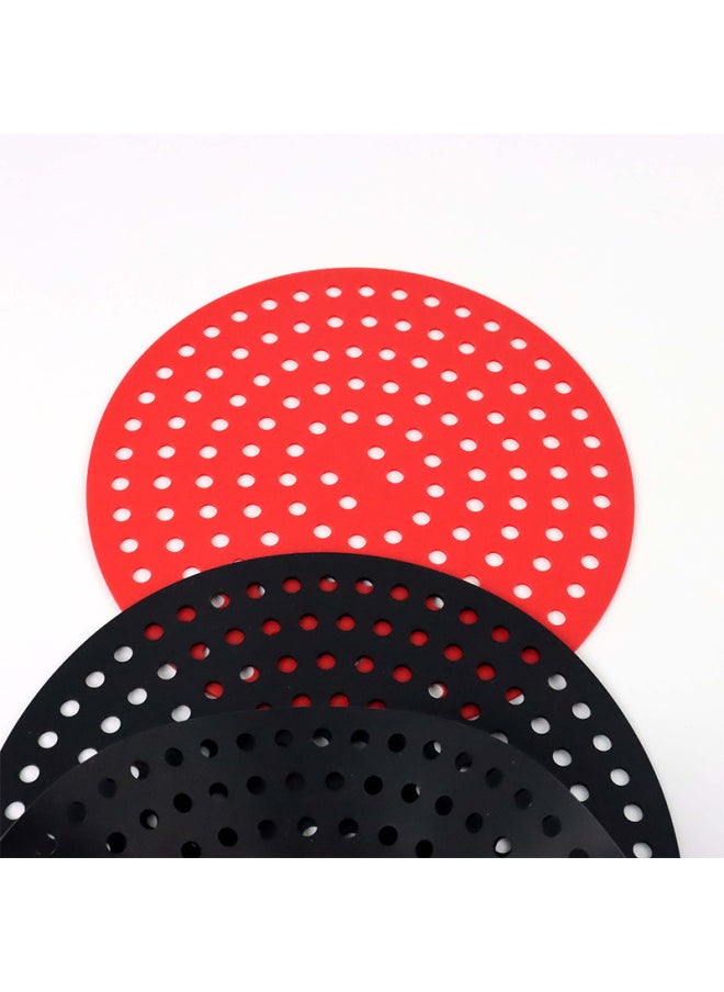 Generic - New Silicone Round Air Frying Pot Mat Multi-functional Household Anti-stick Silicone Mat Food Grade Steamer Pressure Pot Mat-Size:Round 8-inch, Red - Image 1