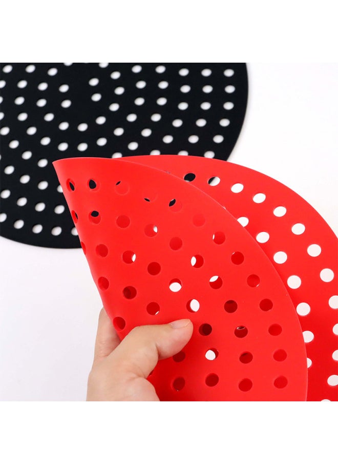 Generic - New Silicone Round Air Frying Pot Mat Multi-functional Household Anti-stick Silicone Mat Food Grade Steamer Pressure Pot Mat-Size:Round 8-inch, Red - Image 1