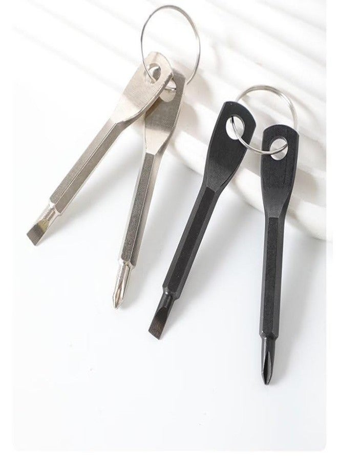 Dweezhet Pocket Keychain Screwdriver, Mini Portable Keyring Set for Men Outdoor Driver Small Multifunctional EDC Repair Tool Key Chain Phillips and Flat Head Screwdriver [7x1x1 CM] - Image 1