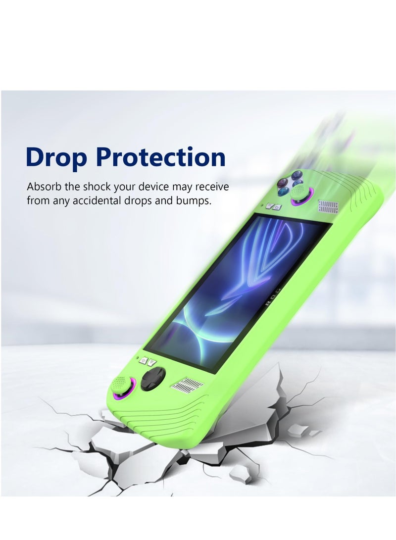 Silicone Shockproof Case for ASUS Rog Ally, Anti-Slip Protective Cover for Handheld Gaming Accessories in Glow Green - Image 3