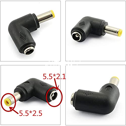 Longdex 4pcs 90 Degree 5.52.1 Mm Male Jack to 5.52.5MM Female Plug Right Angle L Shaped DC Power Connector Adapter for Laptop - Image 2